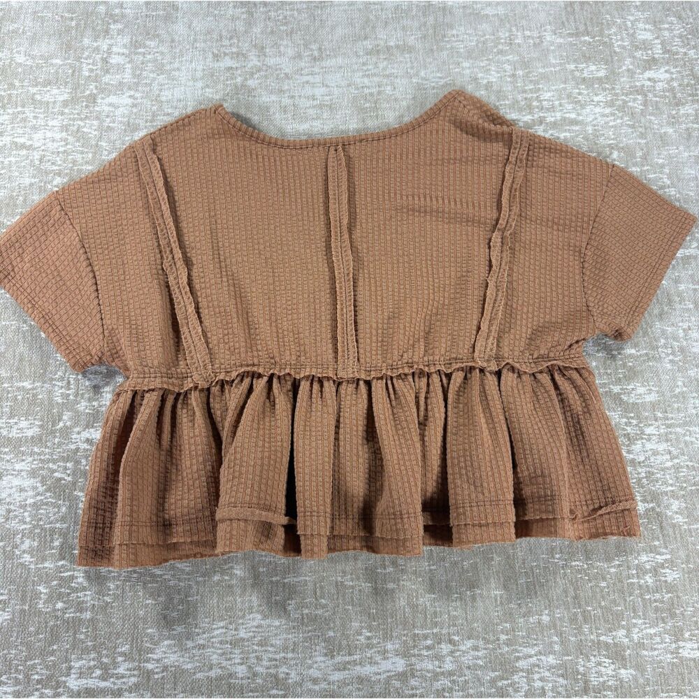 Altar'd State Waffle Knit Ruffle Crop Top - Picture 2 of 4